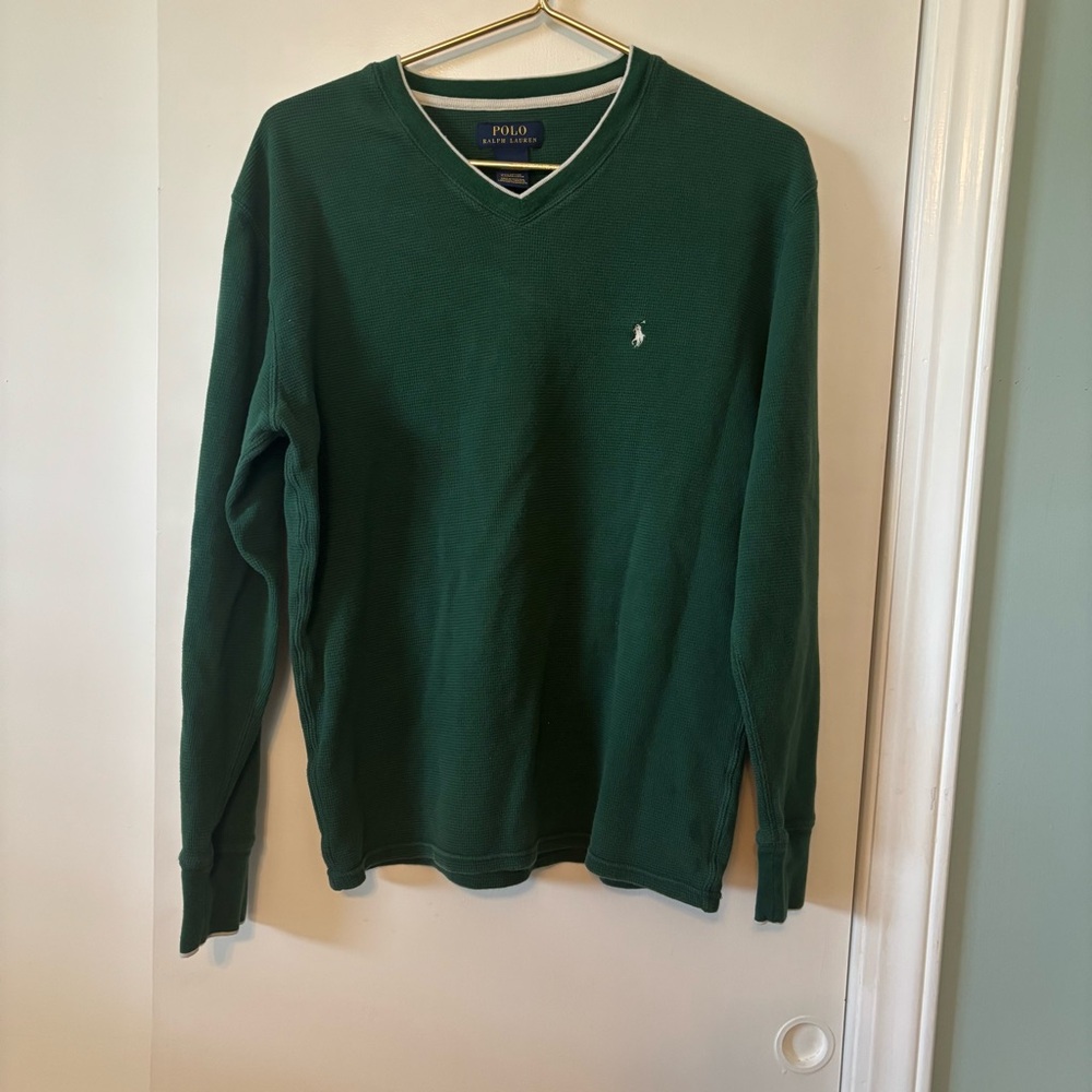 Polo by Ralph Lauren Men's Deep Green V-Neck Large